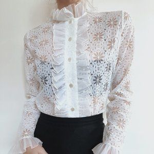 sheer vintage victorian-inspired blouse (XS)